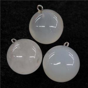 white Agate pendant, round ball, approx 20mm dia [GM14473]