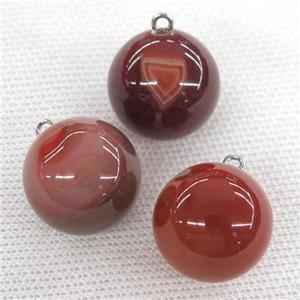 round red Agate ball pendant, approx 20mm dia [GM14477]