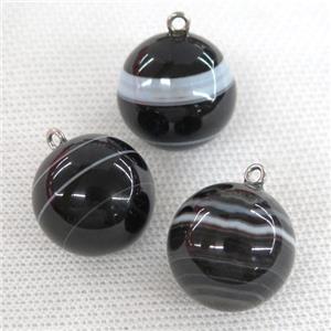 round black striped Agate ball pendant, approx 20mm dia [GM14479]
