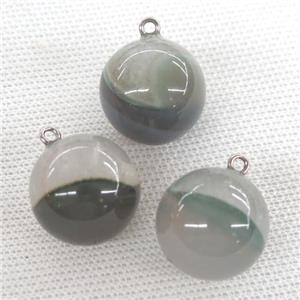 round gray Agate Druzy ball pendant, approx 20mm dia [GM14480]