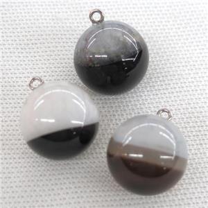 round black Agate Druzy ball pendant, approx 20mm dia [GM14481]
