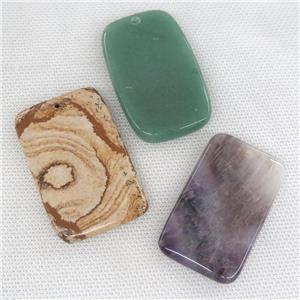 mixed Gemstone rectangle pendant, approx 35-55mm [GM14488]