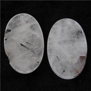 black Black Rutilated Quartz oval pendant, approx 35-55mm [GM14490]