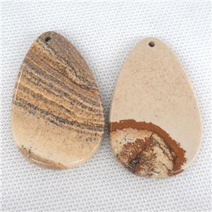 Picture Jasper teardrop pendant, approx 35-55mm [GM14500]