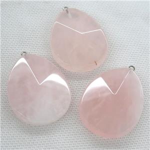 Rose Quartz pendant, faceted teardrop, approx 35-45mm [GM14508]