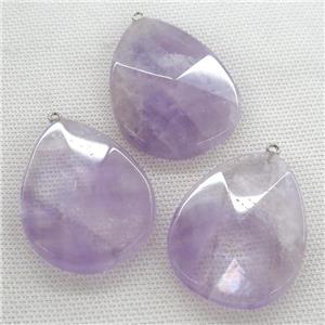 purple Amethyst pendant, faceted teardrop, approx 35-45mm [GM14509]