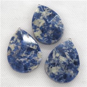 blue Sodalite pendant, faceted teardrop, approx 35-45mm [GM14512]