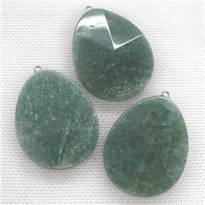 green Aventurine pendant, faceted teardrop, approx 35-45mm [GM14513]