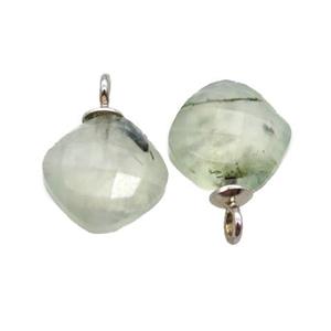 green Prehnite pendant, faceted square, approx 8mm [GM14531]