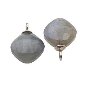 Labradorite pendant, faceted square, approx 8mm [GM14534]