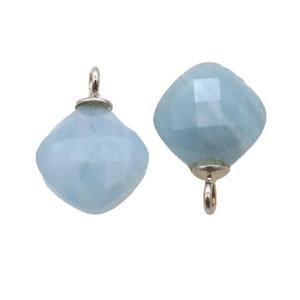 blue Aquamarine pendant, faceted square, approx 8mm [GM14535]