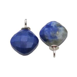 blue Lapis Lazuli pendant, faceted square, approx 8mm [GM14538]