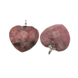 faceted Rhodonite heart pendant, approx 11mm [GM14543]