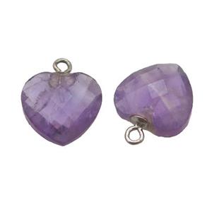 puprle Amethyst pendant, faceted heart, approx 11mm [GM14545]
