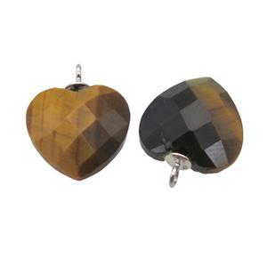 natural yellow Tiger eye stone pendant, faceted heart, approx 11mm [GM14547]