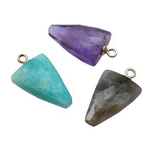 mixed Gemstone pendant, faceted arrowhead, approx 11-16mm [GM14555]