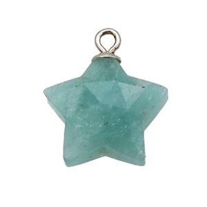 green Amazonite pendant, faceted star, approx 13mm dia [GM14560]