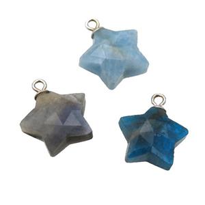 mix Gemstone pendant, faceted star, approx 13mm dia [GM14561]