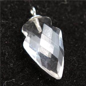 Clear Quartz pendant, faceted arrowhead, approx 9-15mm [GM14562]
