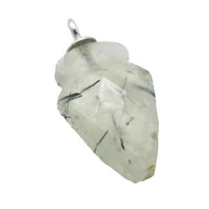 green Prehnite pendant, faceted arrowhead, approx 9-15mm [GM14564]