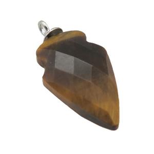 Tiger eye stone pendant, faceted arrowhead, approx 9-15mm [GM14570]