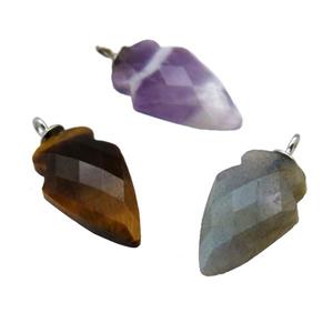 mixed Gemstone pendant, faceted arrowhead, approx 9-15mm [GM14572]