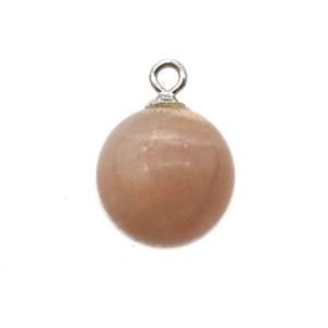 round peach MoonStone ball pendant, approx 10mm dia [GM14574]