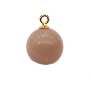 round peach MoonStone ball pendant, approx 10mm dia [GM14580]