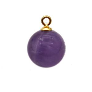 round purple Amethyst ball pendant, approx 10mm dia [GM14581]
