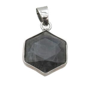 Labradorite pendant, faceted hexagon, approx 14-16mm [GM14598]