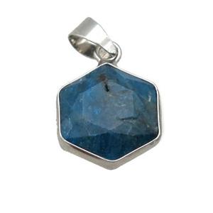 blue Apatite pendant, faceted hexagon, approx 14-16mm [GM14600]
