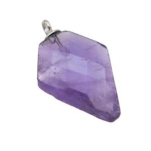 purple Amethyst pendant, faceted arrowhead, approx 11-16mm [GM14624]