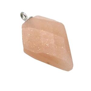 peach MoonStone pendant, faceted arrowhead, approx 11-16mm [GM14626]