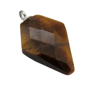 Tiger eye stone pendant, faceted arrowhead, approx 11-16mm [GM14628]