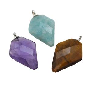 mix Gemstone pendant, faceted arrowhead, approx 11-16mm [GM14629]