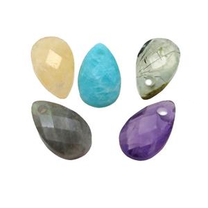 mix Gemstone pendant, faceted teardrop, approx 9-15mm [GM14641]