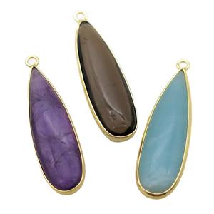 mix Gemstone teardrop pendant, approx 10-35mm [GM14664]