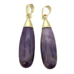 purple Amethyst teardrop pendant, gold plated, approx 10-35mm [GM14666]