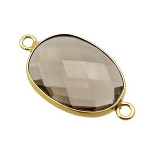 Smoky Quartz oval connector, approx 17-22mm [GM14676]