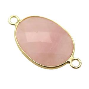 Rose Quartz oval connector, approx 17-22mm [GM14679]