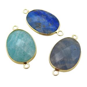 mix Gemstone oval connector, approx 17-22mm [GM14690]
