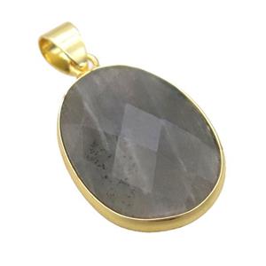 Labradorite oval pendant, approx 17-22mm [GM14692]