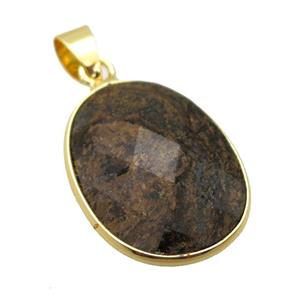 Bronzite oval pendant, approx 17-22mm [GM14697]