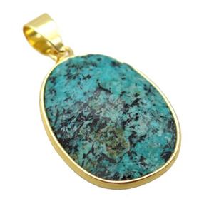 green African Turquoise oval pendant, approx 17-22mm [GM14698]
