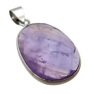 purple Amethyst oval pendant, approx 17-22mm [GM14701]