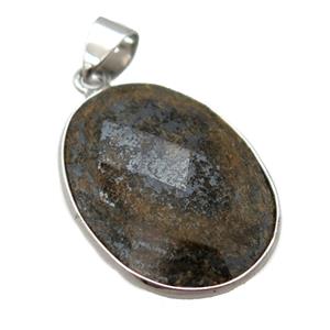 Bronzite oval pendant, approx 17-22mm [GM14706]