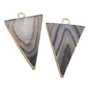 black striped Agate pendant, triangle, approx 22-31mm [GM14732]