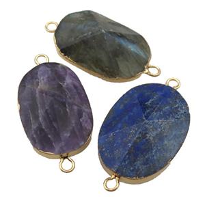 mixed Gemstone connector, point, freeform, gold plated, approx 20-35mm [GM14742]