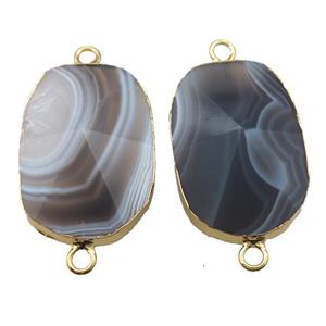 Botswana Agate connector, point, freeform, gold plated, approx 15-30mm [GM14743]