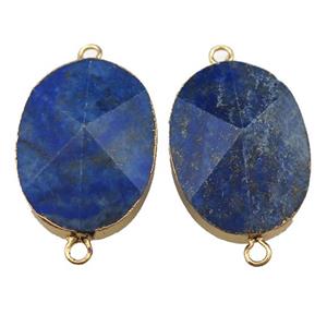 blue Lapis connector, point, freeform, gold plated, approx 20-35mm [GM14744]
